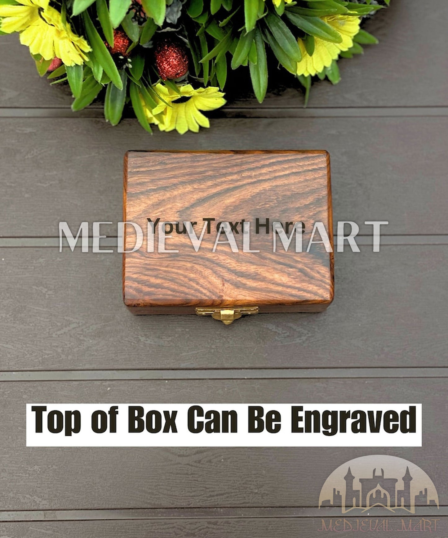 MEDIEVALMART Personalized Antique Finish Locket Compass W/H GEN-2 Custom Wooden Case | Gifts For Her or Mom