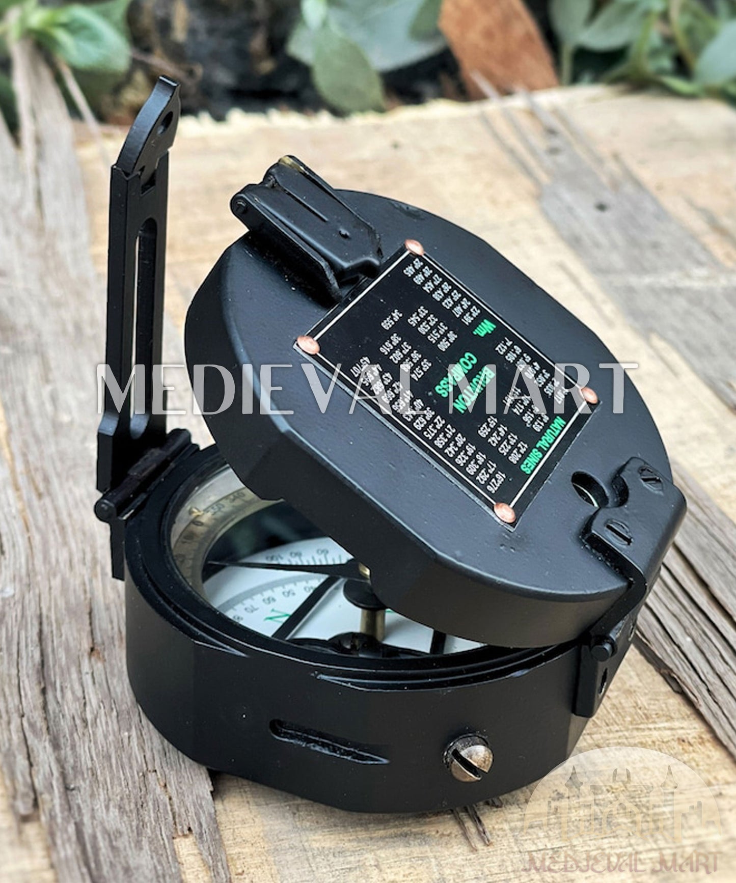 MEDIEVALMART Nautical Brass Brunton Working Compass Black Finish W/H Leather Case | Gift For Him
