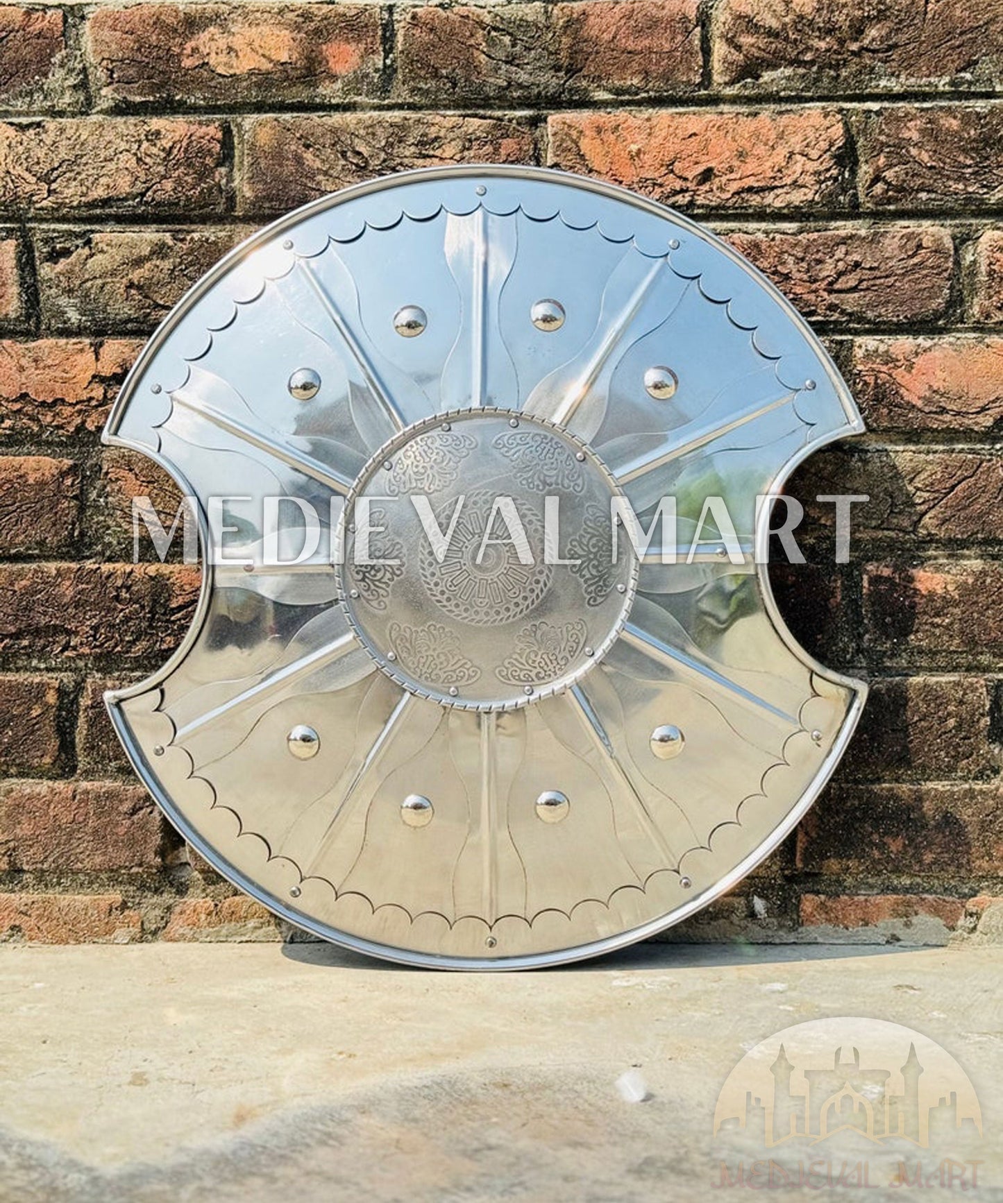 MEDIEVALMART Medieval Achilles Trojan Troy Greek Shield Silver Finish | Gift for Halloween Day
