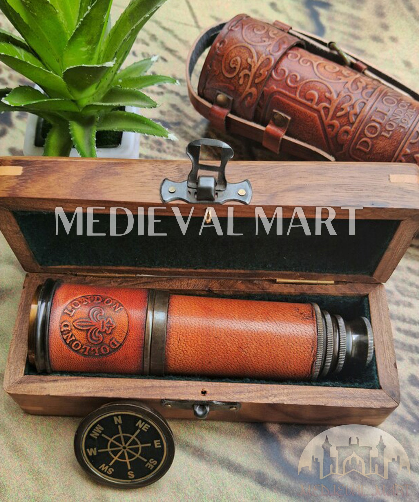 MEDIEVALMART Nautical Personalized Telescope for adults or kids pirate spyglass Gift for Dad