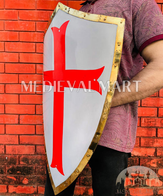 MEDIEVALMART Medieval Crusader Knight Red Cross Templar Royal Shield | Gift for Halloween Day