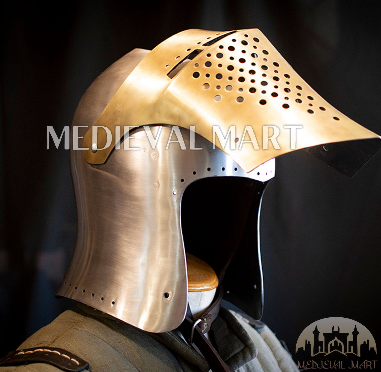MEDIEVALMART Alexander The Great "ROA" Special and simple Armet with Brass Face Cover