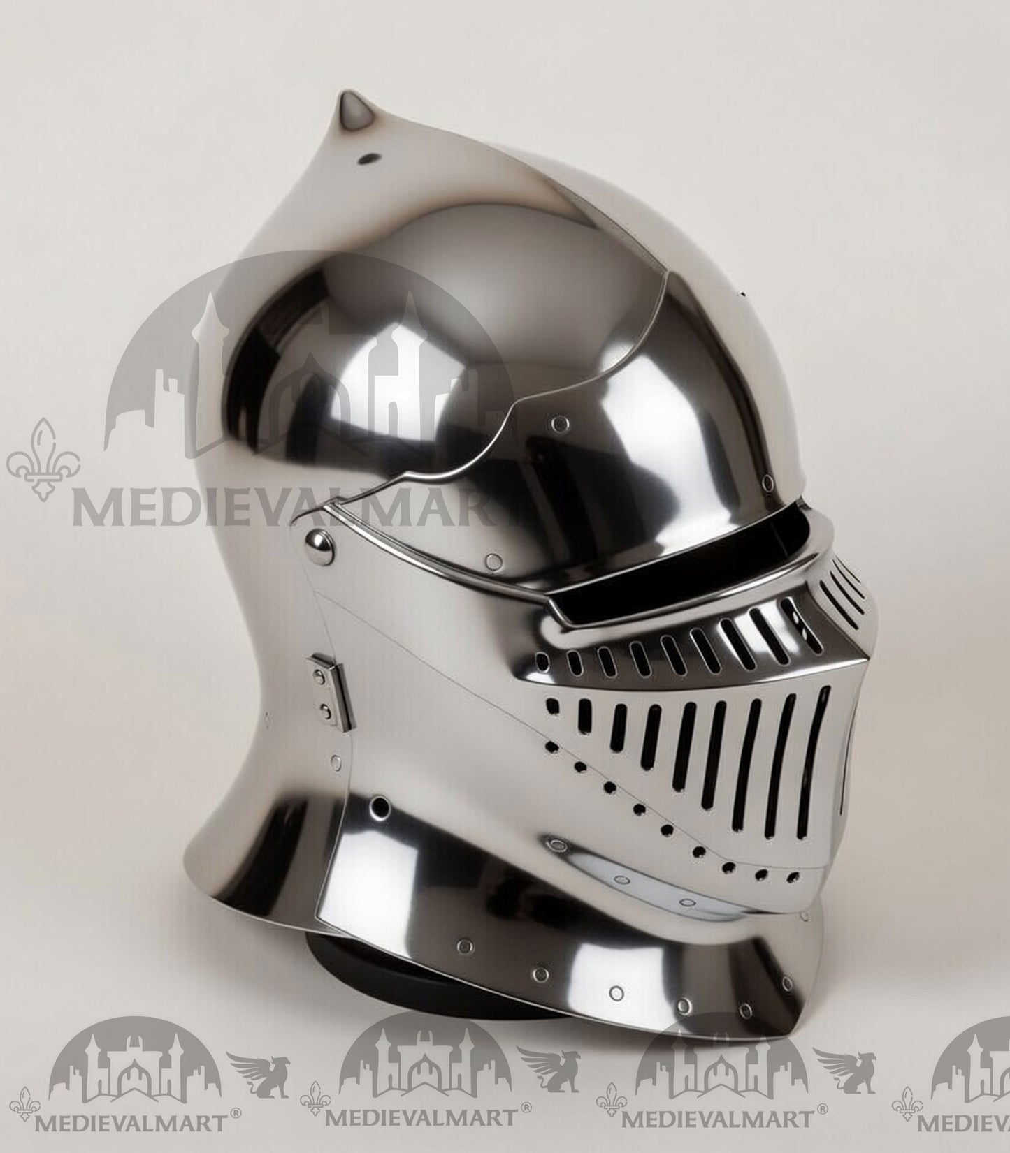 MEDIEVALMART 13th-Century Medieval European Mild Steel knight Closed "Griffon" Helmet