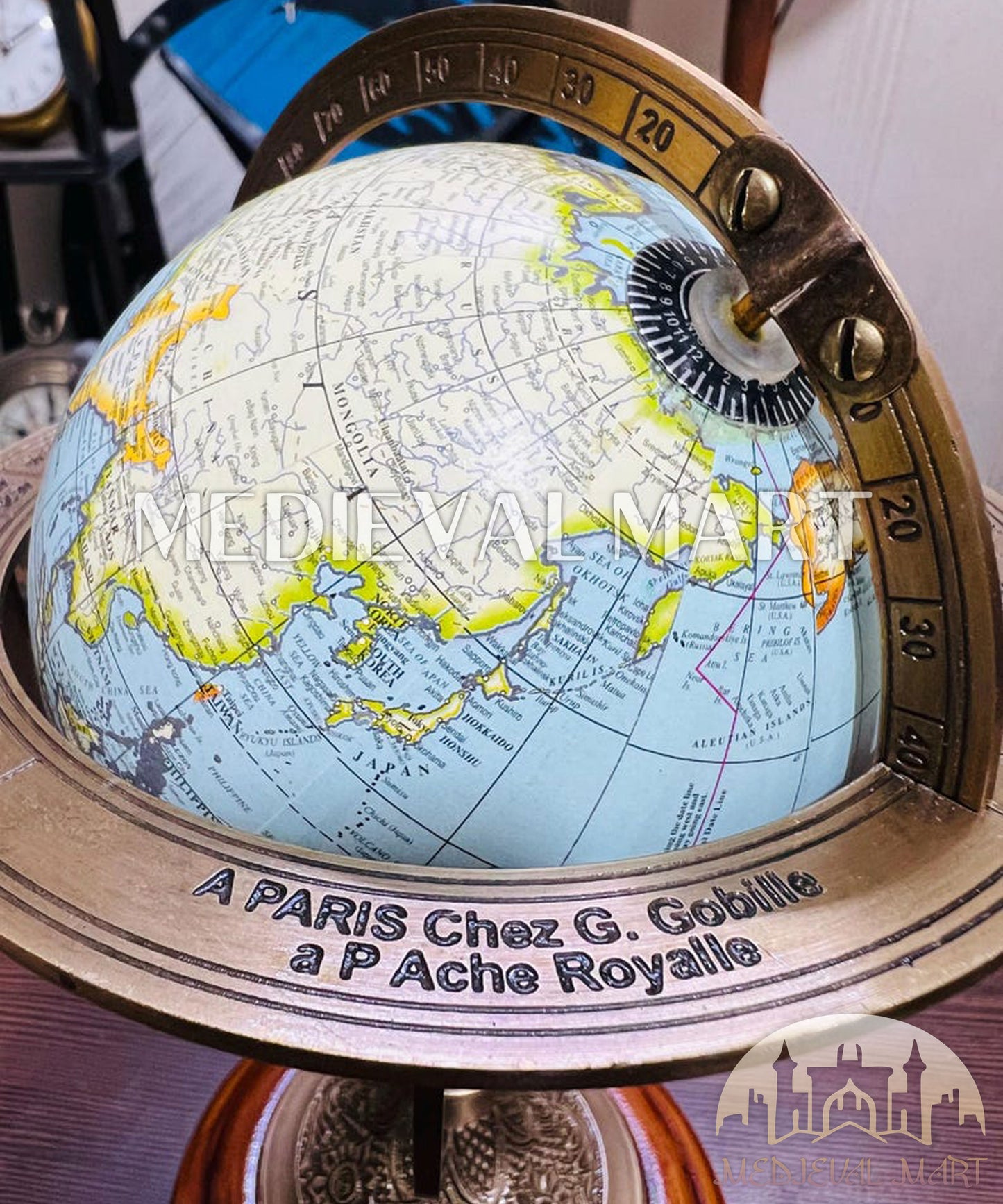 MEDIEVALMART Handmade Brass Embossed Armillary Globe Unique Home & Office Decor Gift For Mom
