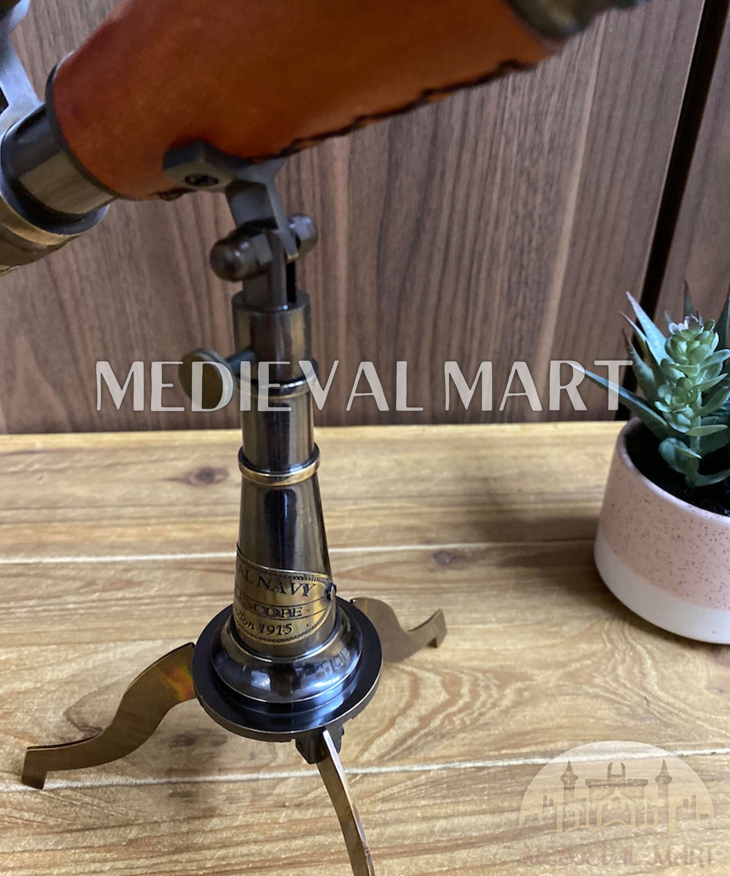 MEDIEVALMART Nautical Handmade Brass Telescope on a Metal Stand Decorative Gift for Dad
