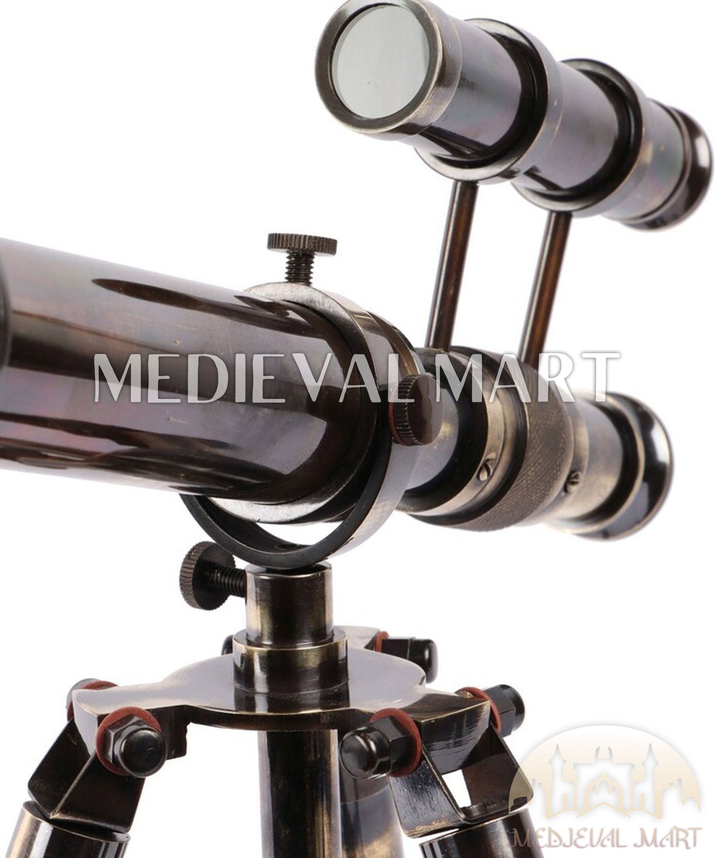 MEDIEVALMART Nautical Antique Vintage Brass Double Barrel Telescope W/H Antique Brass Tripod Stand