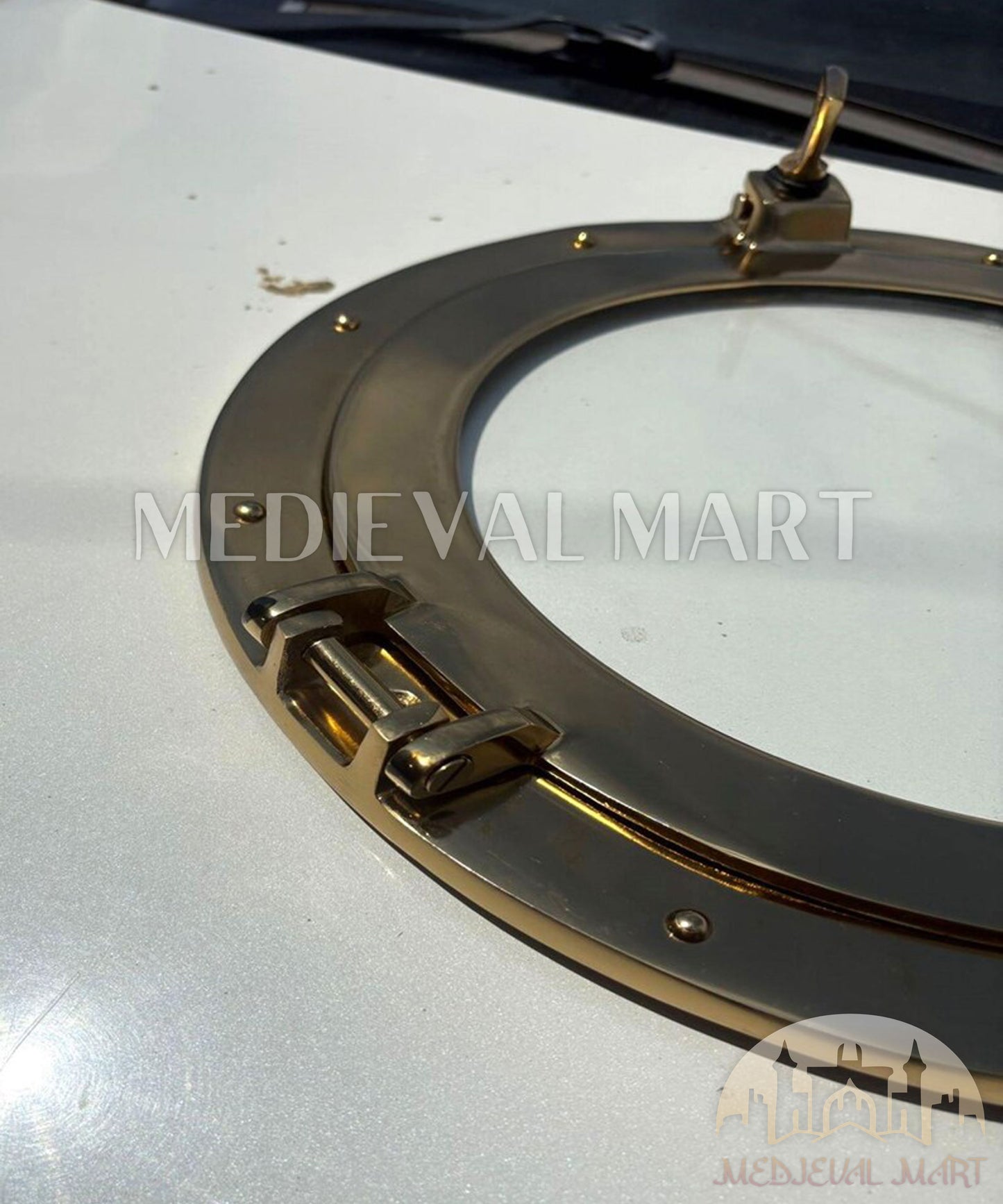 MEDIEVALMART Shiny Gold Finish Maritime Ship Porthole