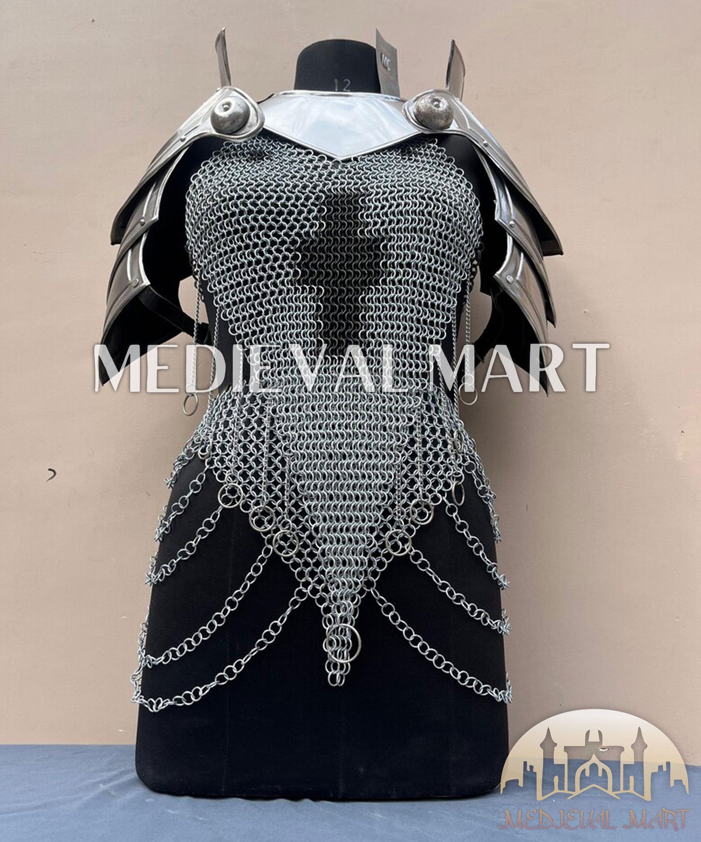 MEDIEVALMART (Isolara Dragonplate) Women’s Armor W/H Silver (Dragonfang) Jesus Chainmail Armor