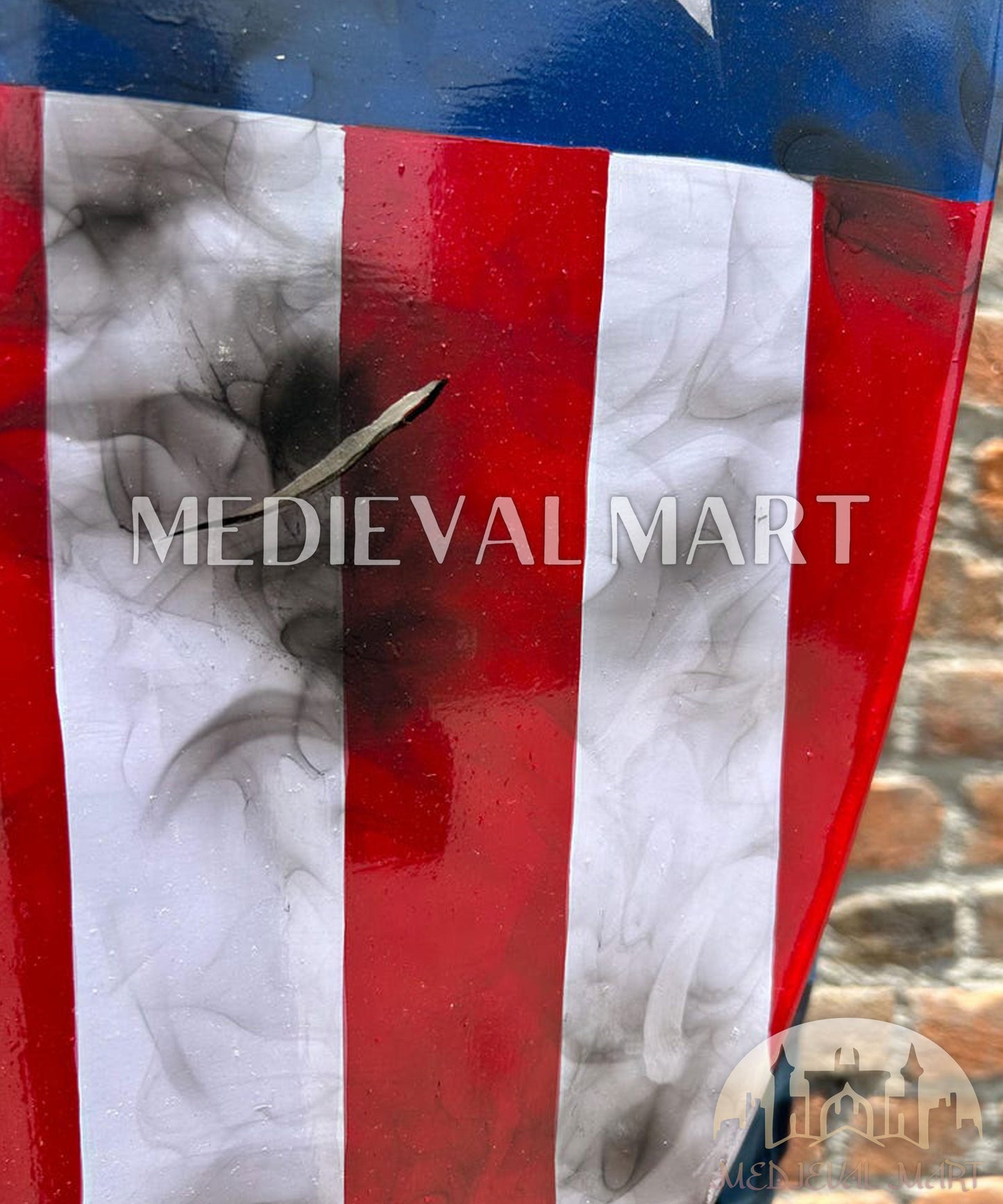 MEDIEVALMART First Avengers Steve Rogers Damaged Shield | Gift for Cosplayer