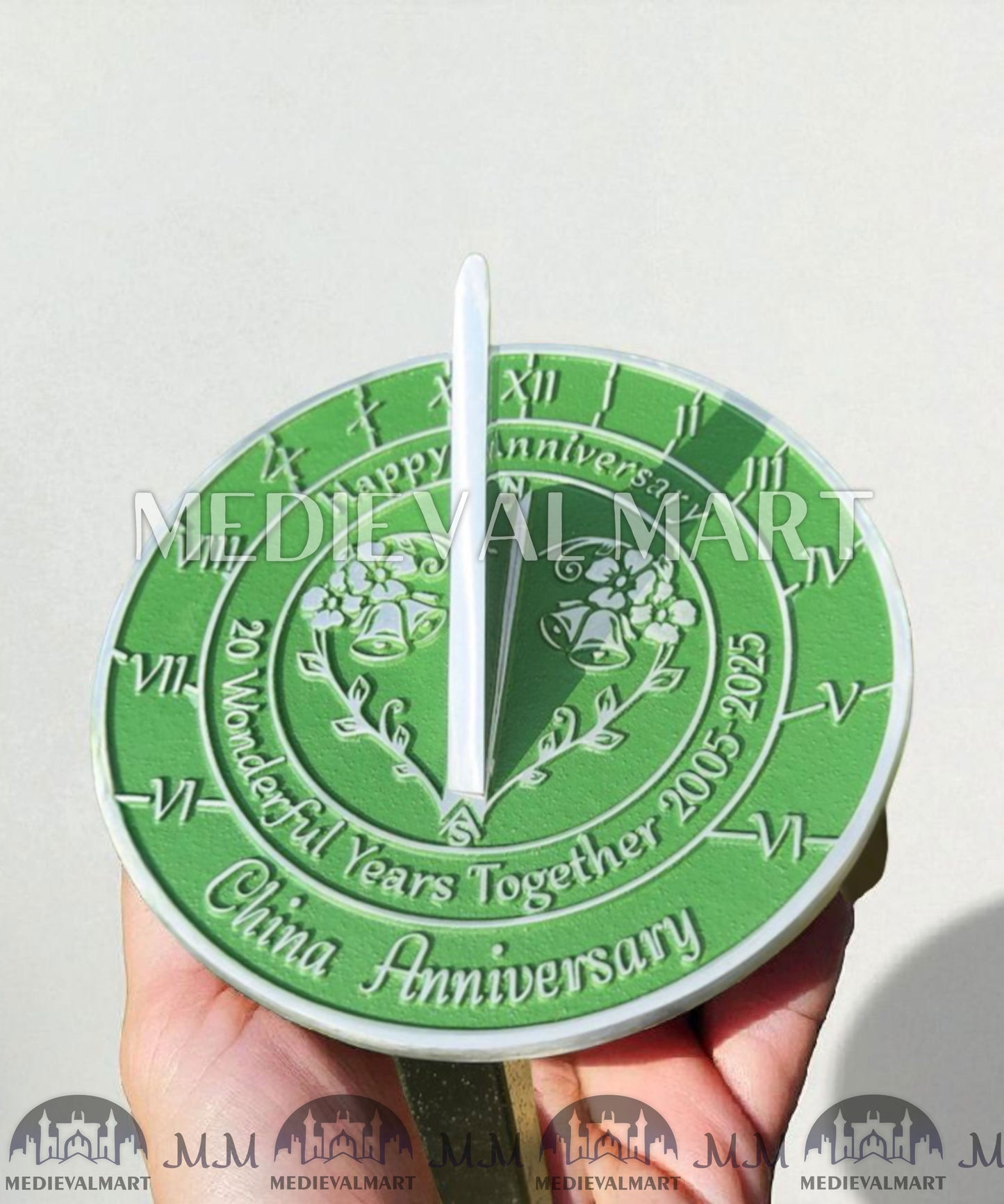 MEDIEVALMART 20th "Wonderful Years Together" Happy Anniversary Sundial Clock Best Gift For Anniversary Day