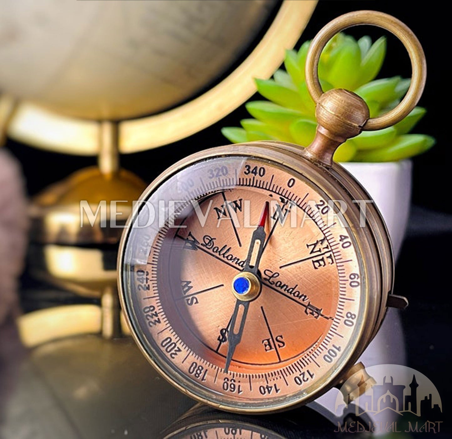MEDIEVALMART Nautical Brass Personal Engrave Adventure Working Compass Gold Finish | Gift For Mom & Dad