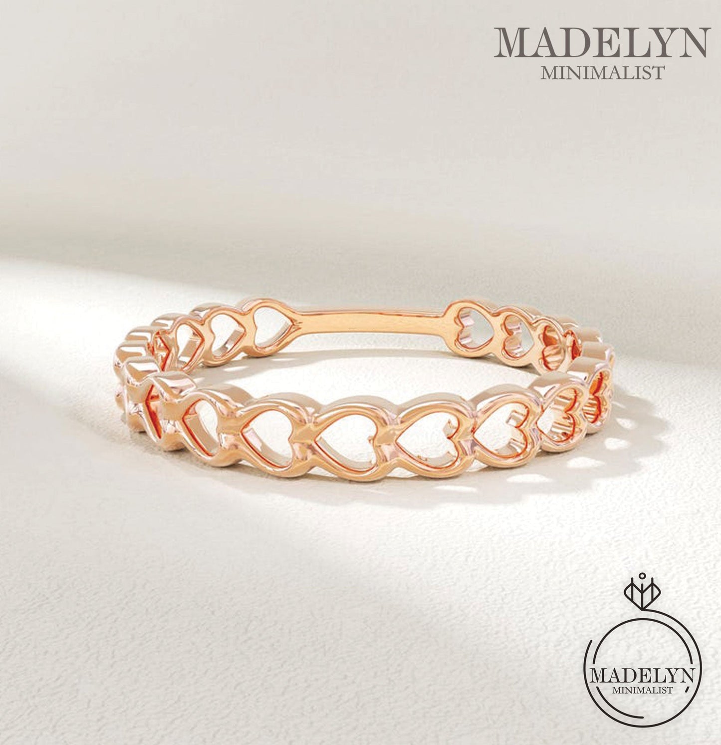 MADELYN MINIMALIST 14k Solid Gold Heart Ring Minimalist Love Band for Women Dainty Gold Heart | Gift For Wife or Girlfriend