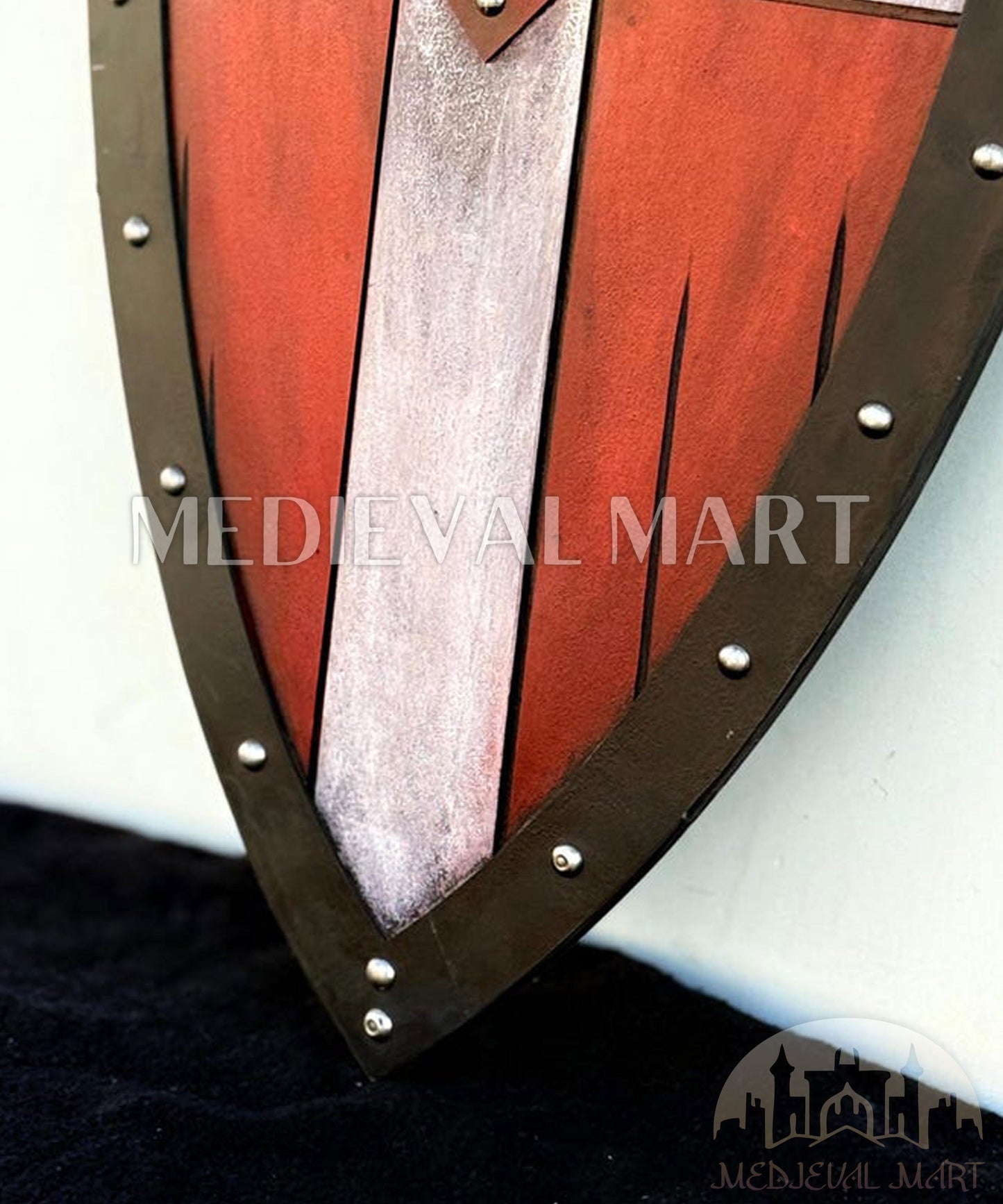 MEDIEVALMART Medieval Knight Templar Crusader Shield Red Finish Halloween Costume - Gift for Dad