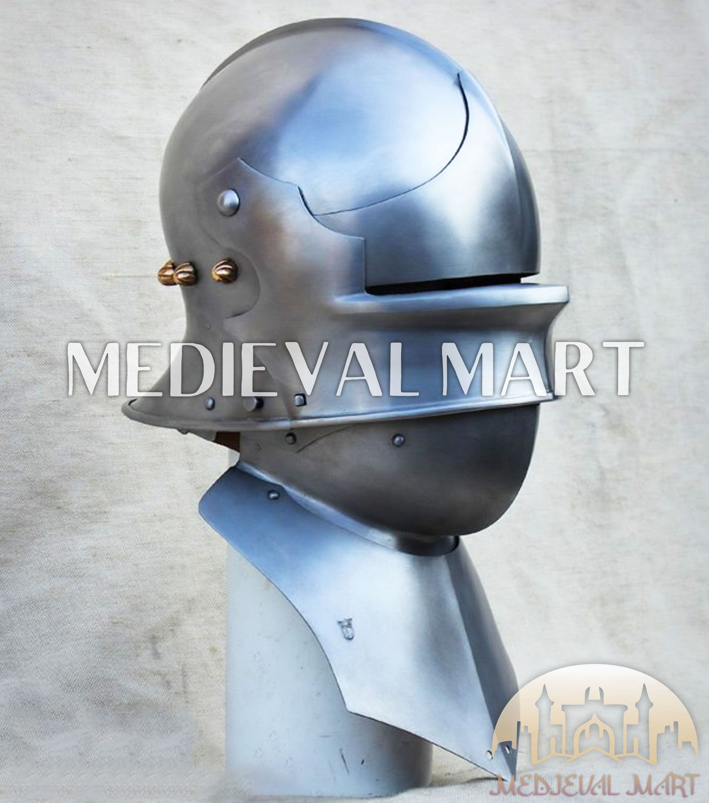 MEDIEVALMART Hungary Mid Century Medieval Gothic Celata War Helmet With Neck Armor