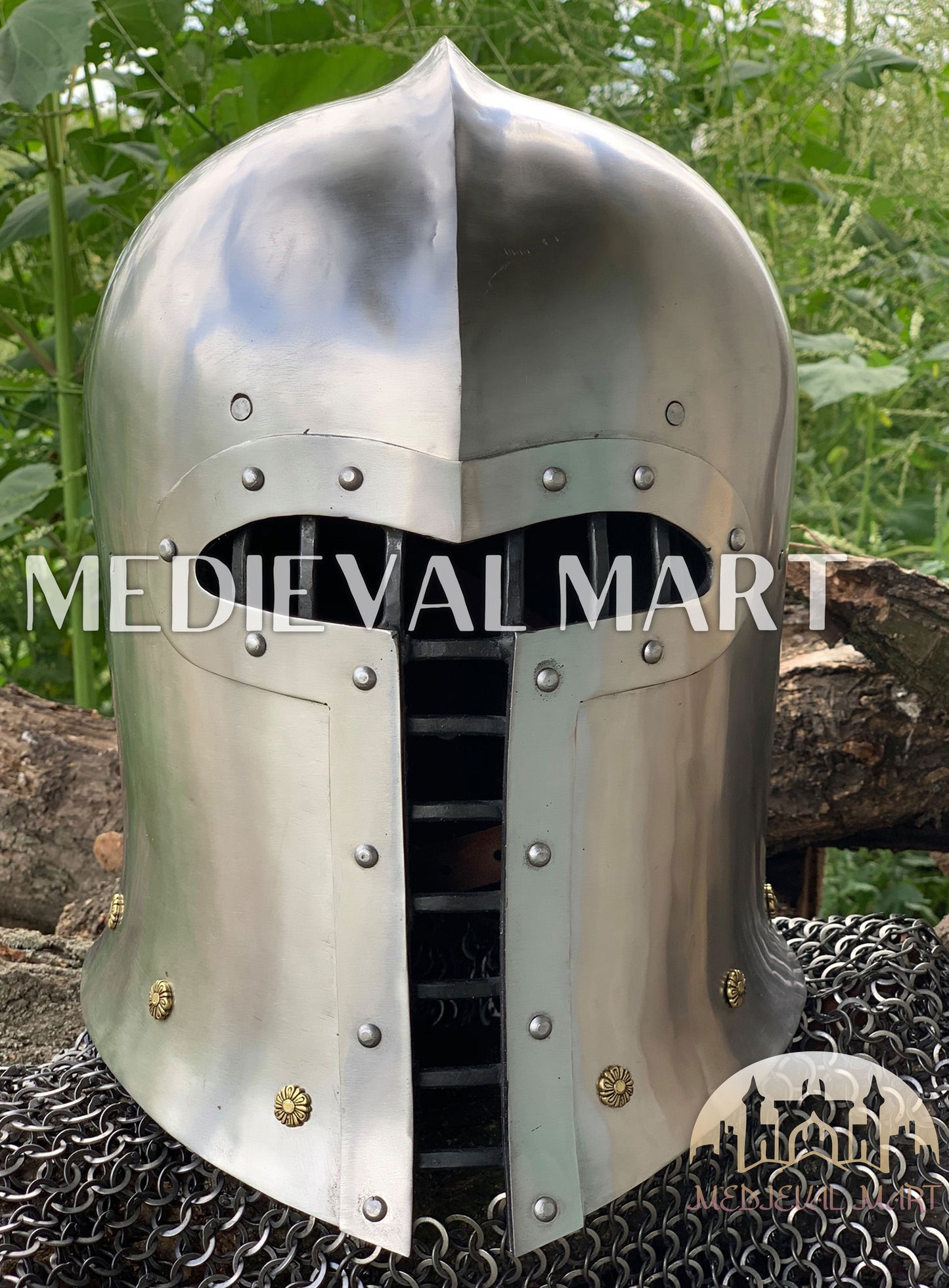 MEDIEVALMART 1500 AD Italian Barbute T shaped visor Helmet By "Gonaza Family"