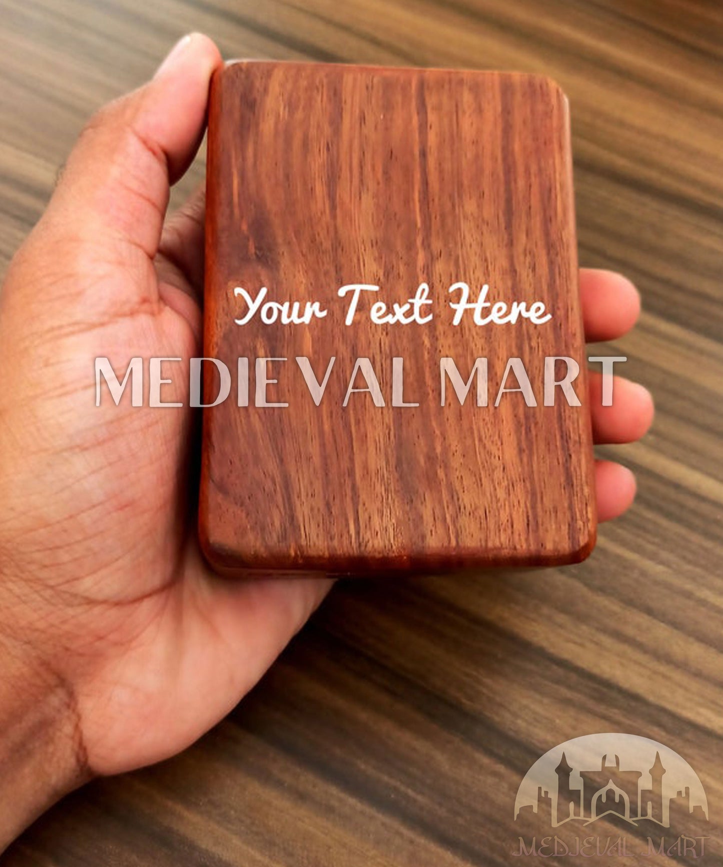 MEDIEVALMART Personalized Cute Pocket Compass Chrome Finish W/H GEN-2 Wooden Box | Gift For Her