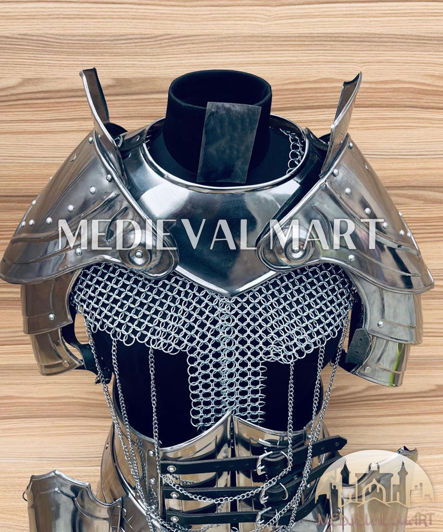 MEDIEVALMART (Isolara Dragonplate) Women’s Armor W/H (MoonFire) Chainmail + Frost Belt + Arms Armor