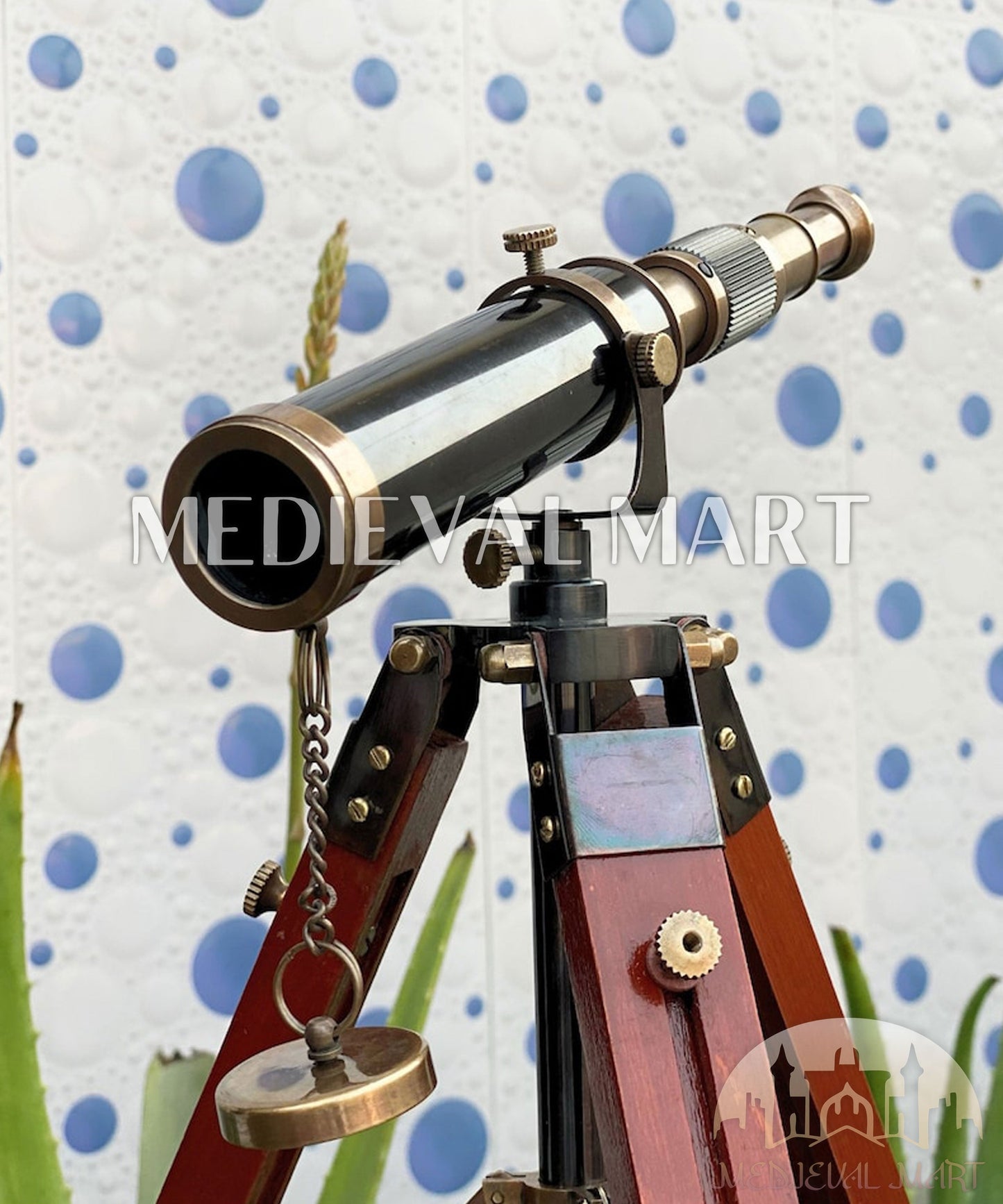 MEDIEVALMART Vintage Tripod Brass Telescope With Adjustable Tripod Stand | Antique Finish Table Top Brass Telescope, Christmas Gifts, Gift for Dad