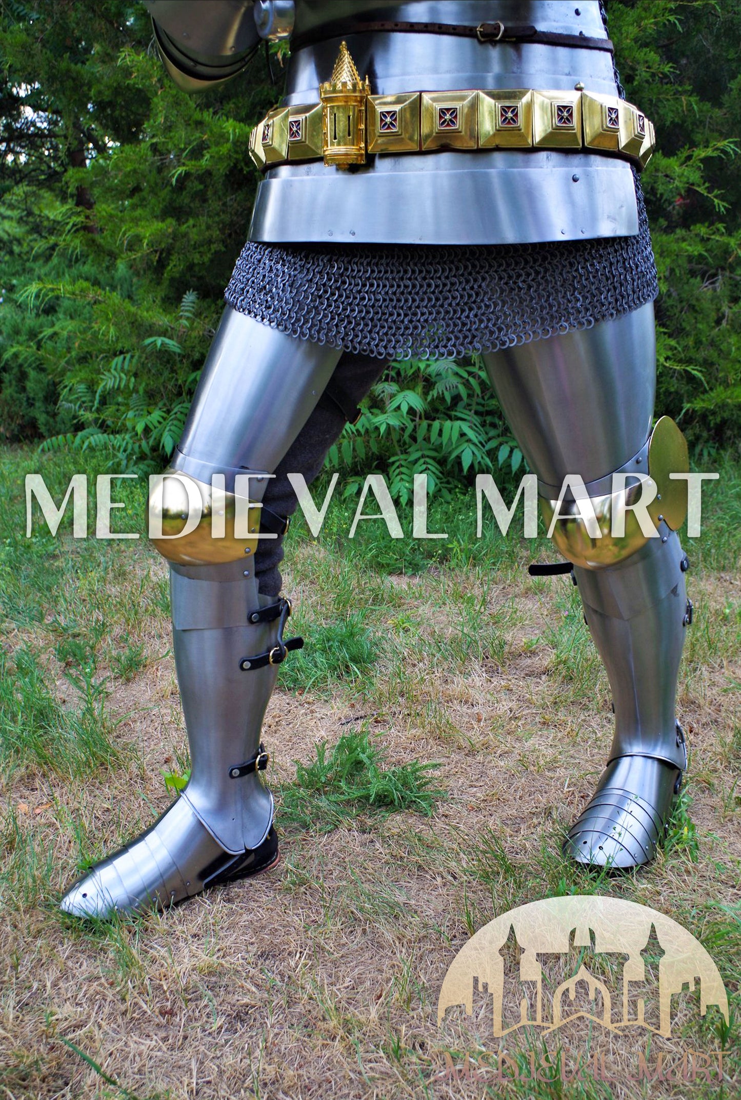 MEDIEVALMART Historical Knight Full Body Steel Armor Suit W/H Hundsgugel Helmet, Cuirass Stop Rib or Brass Touch