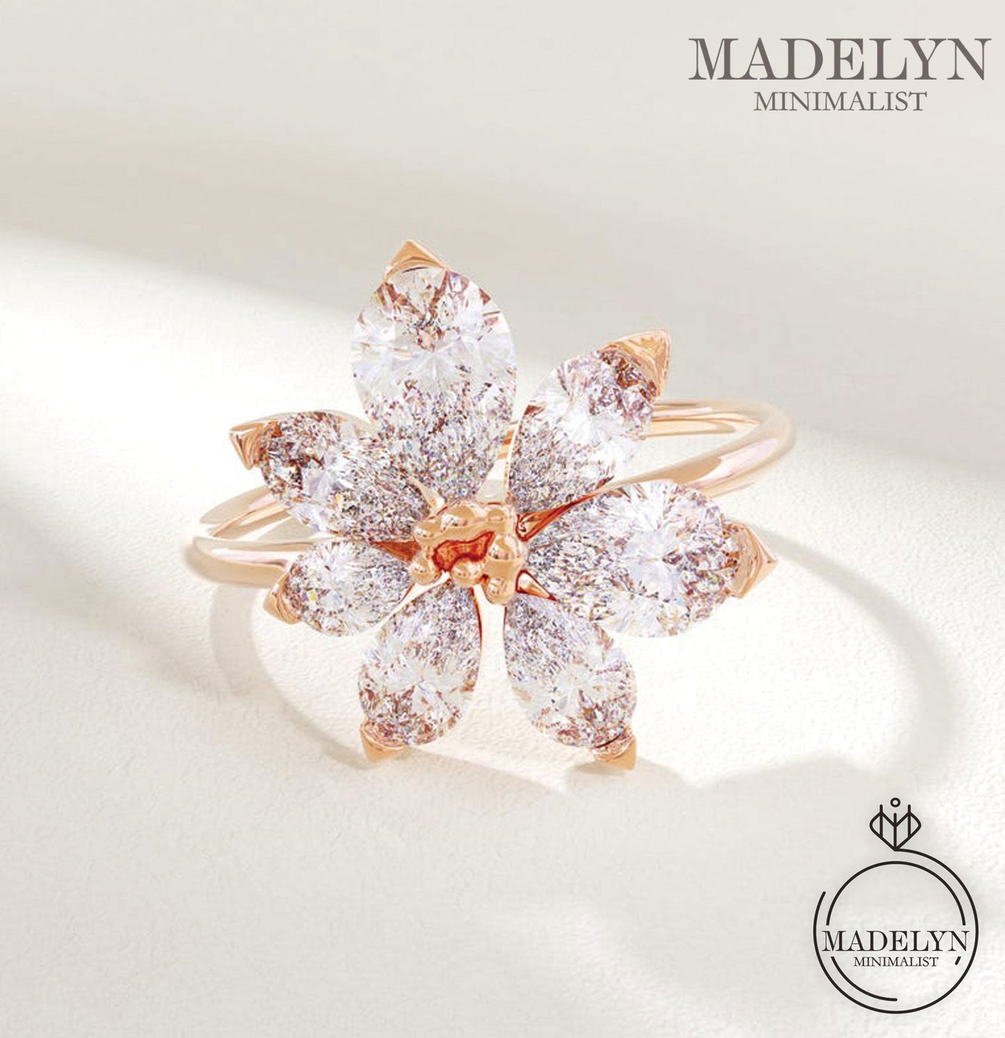 MADELYN MINIMALIST 14k Solid Gold Daisy Engagement Floral Anniversary Ring Chunky Flower Ring | Gift for Her, Wife