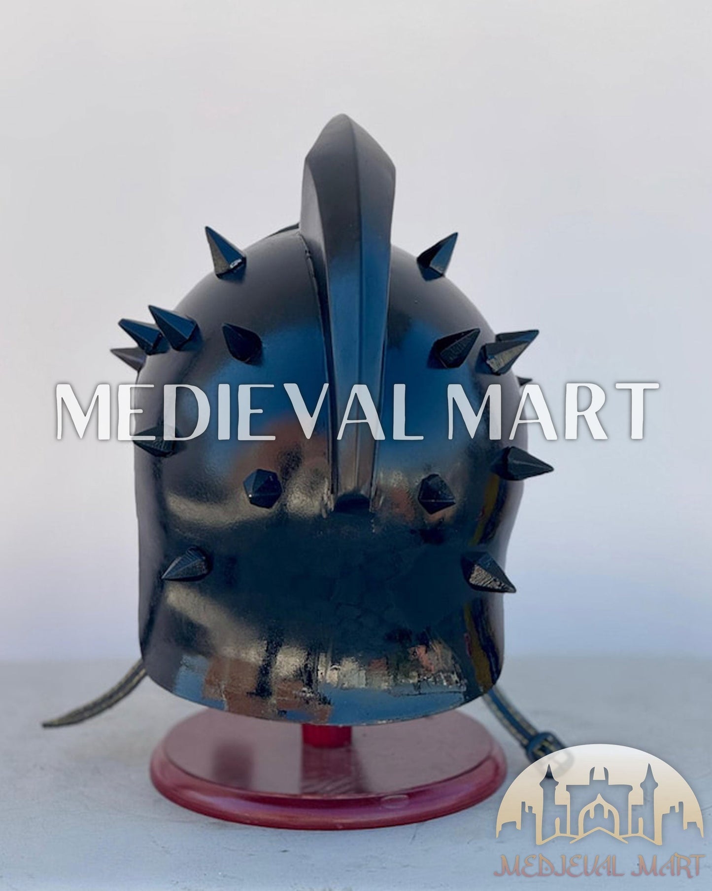 MEDIEVALMART "Gladiator" Black Knight Roman Soldier Helmet W/H Free Stand | LOTR Props