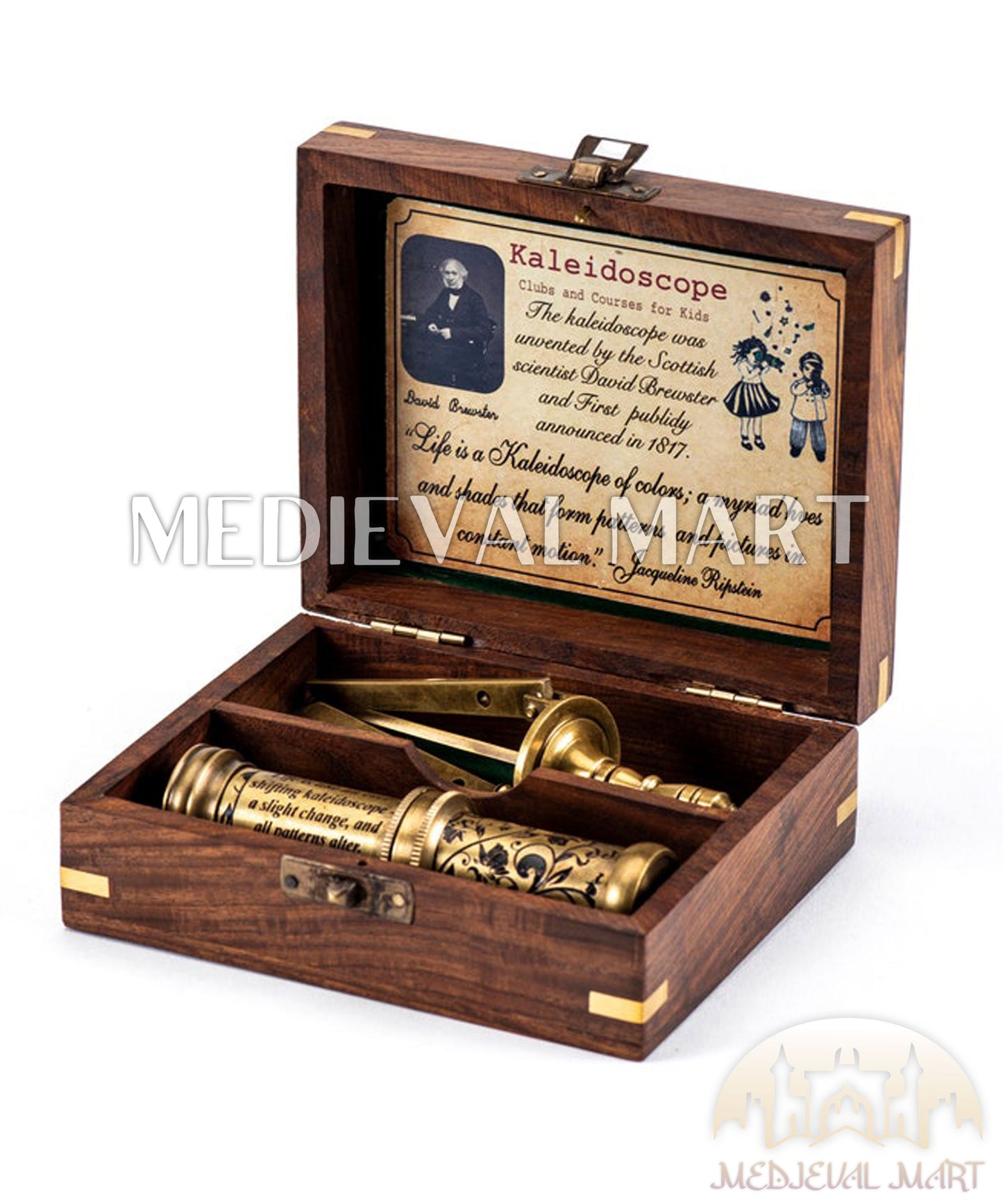 MEDIEVALMART Handmade Brass Kaleidoscope with Stand: Vintage Educational Toy