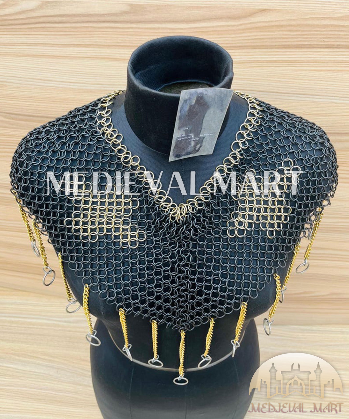MEDIEVALMART Women’s Black (Sable Knight) Chainmail Armor W/o Skirt