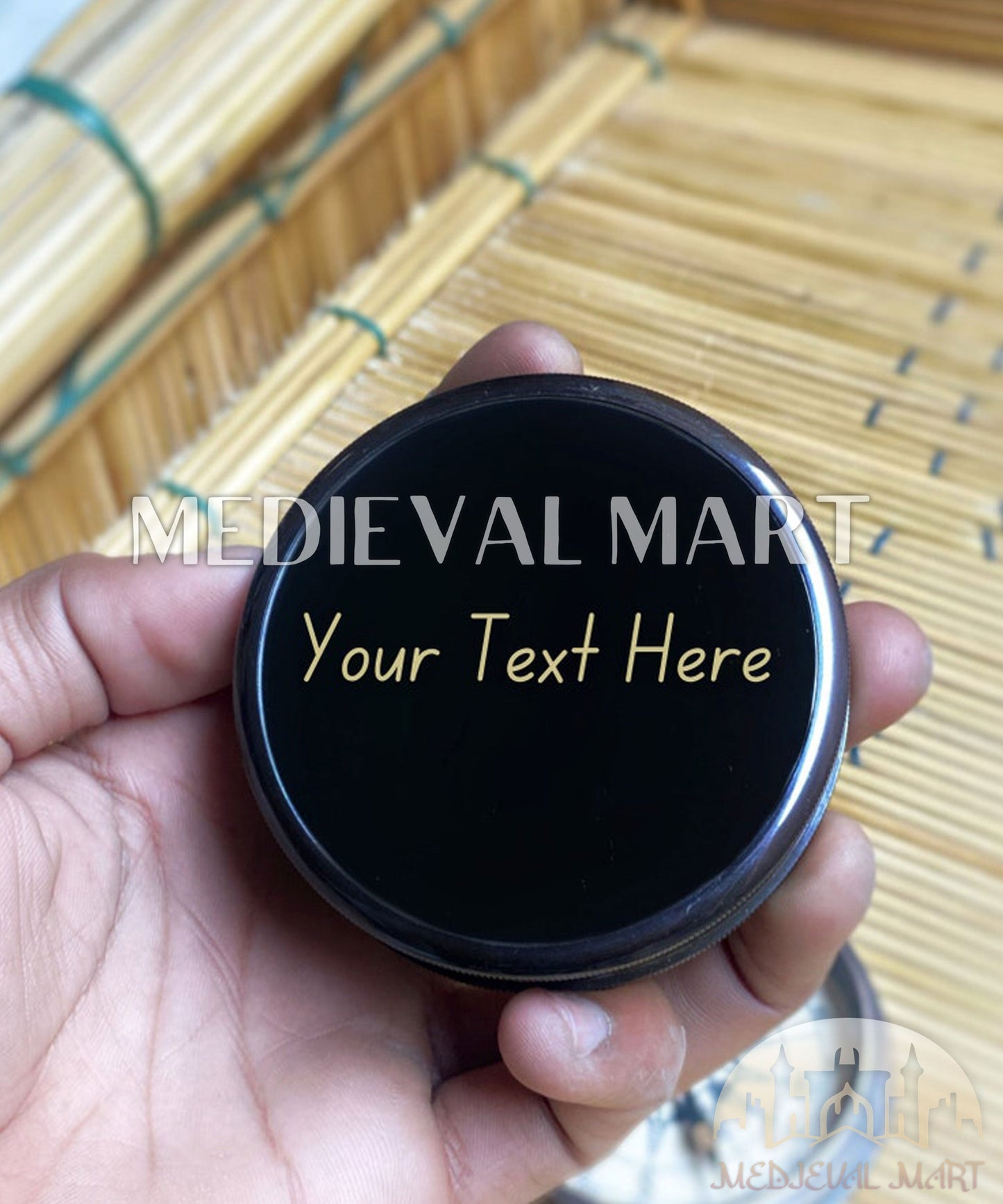 MEDIEVALMART Nautical Engrave Adventure Compass Black Finish W/H Gen-1 Wooden Case | Gift For Him