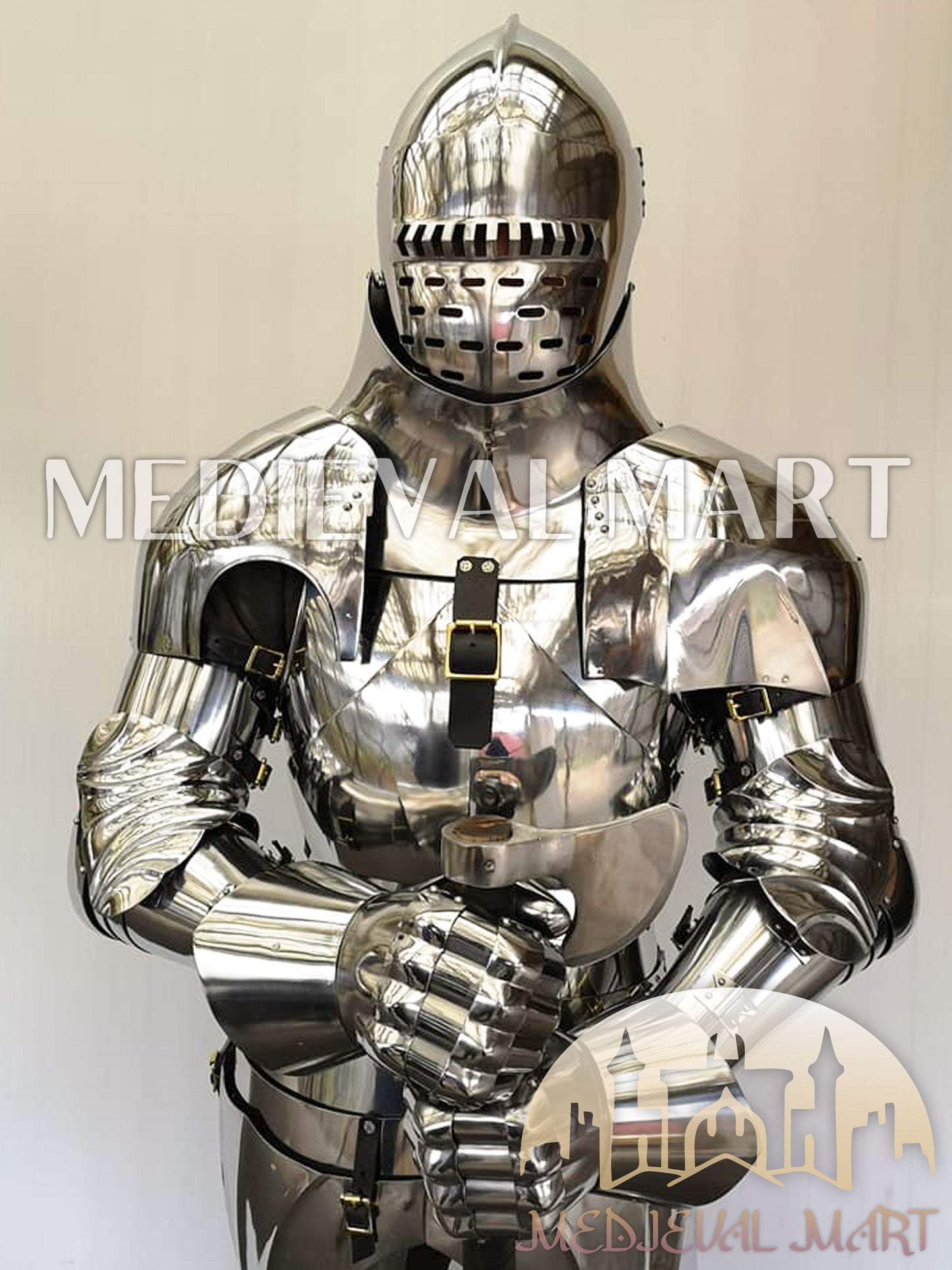 MEDIEVALMART Medieval knight Full Plate Customised English Body Armor With Viking Axe Weapon