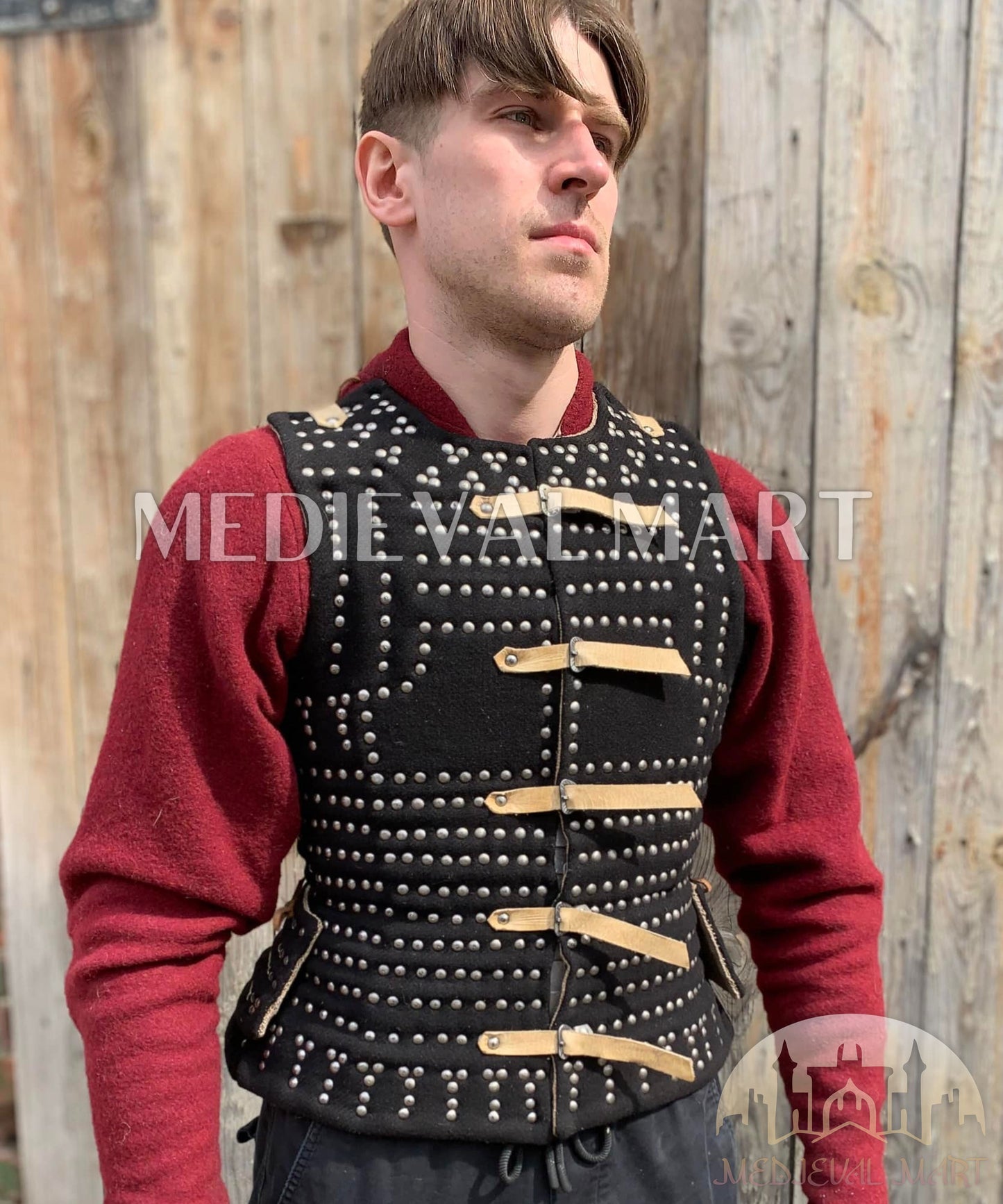 MEDIEVALMART Luxury Renaissance Simplified PREMIUM Black Brigandine Plates Jacket Armor Type Royal LARP Wimbledon, For Cosplay Him & Her