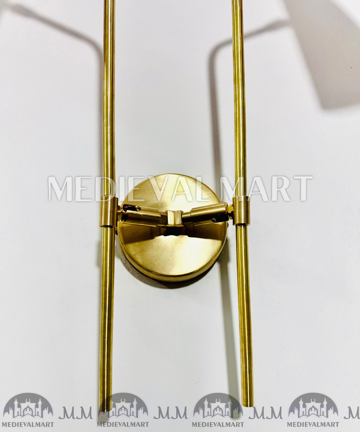 MEDIEVALMART 1900s Red Cone Brass Wall Sconce: Mid Century Italian Diabolo Light