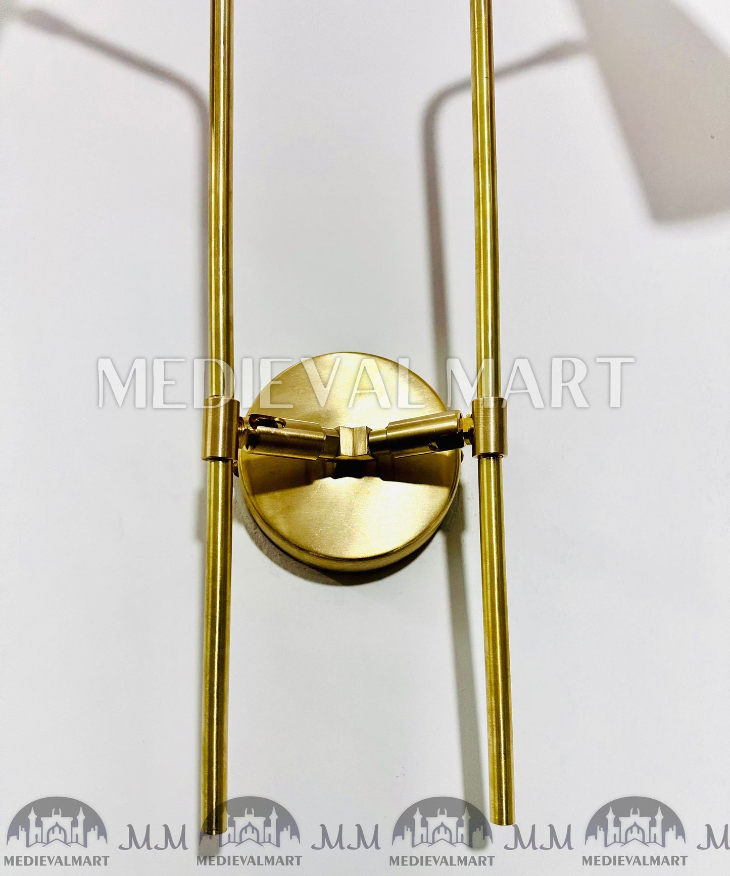 MEDIEVALMART 1900s Red Cone Brass Wall Sconce: Mid Century Italian Diabolo Light