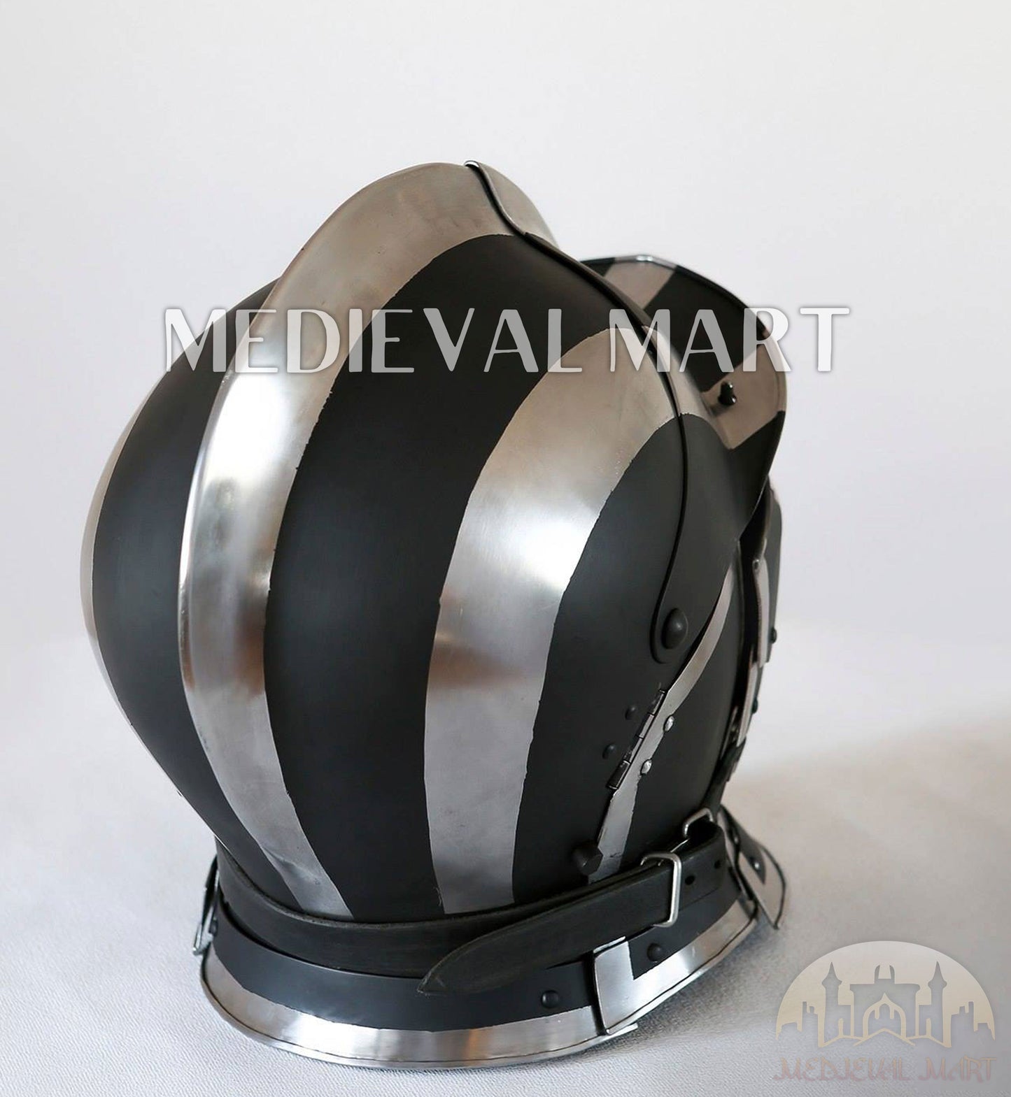 MEDIEVALMART Medieval Ancient Black and White Burgonet 2 Knight Helmet