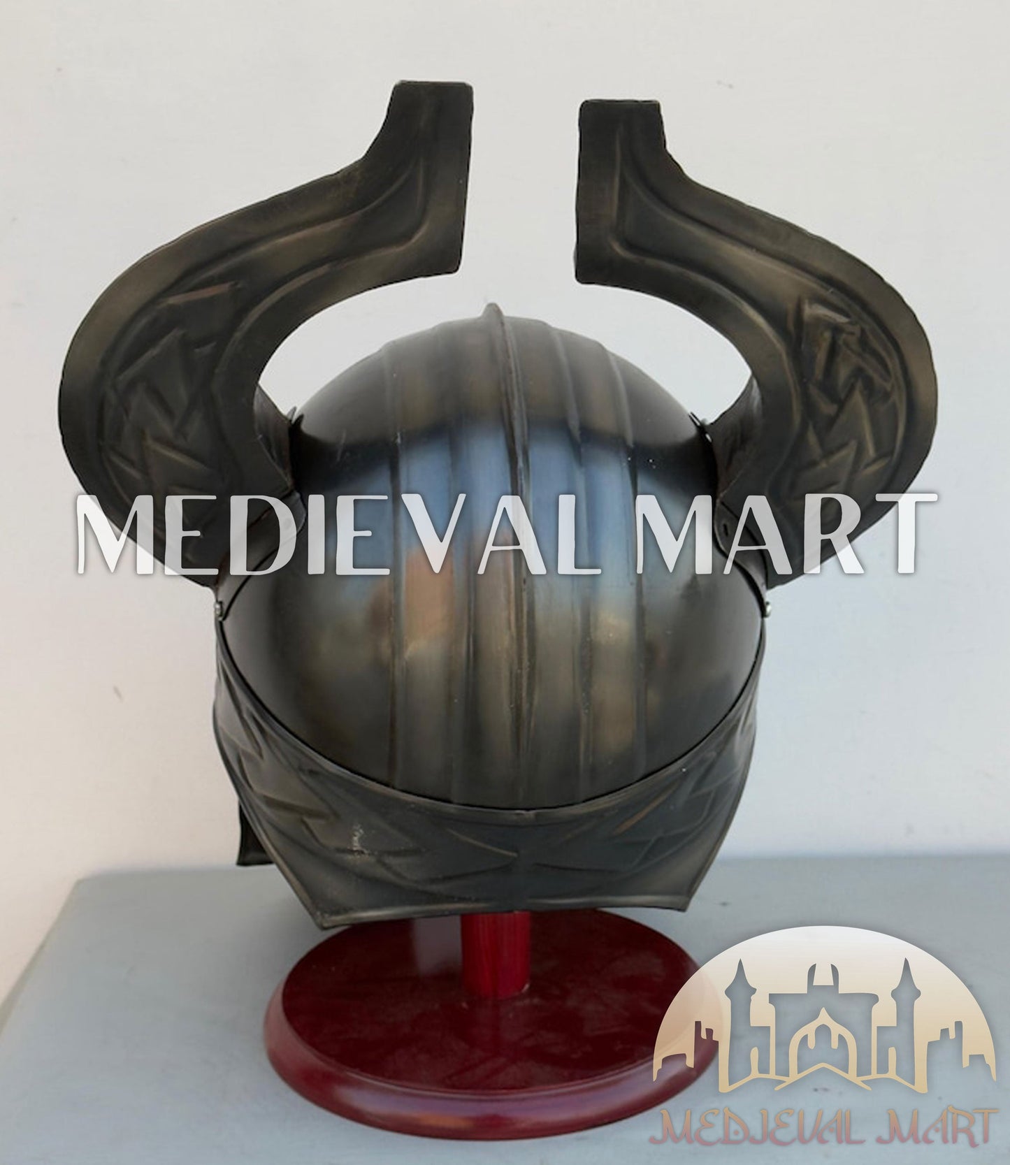 MEDIEVALMART Great Fantasy Helmet With Metal Horns or Free Stand | LARP Props