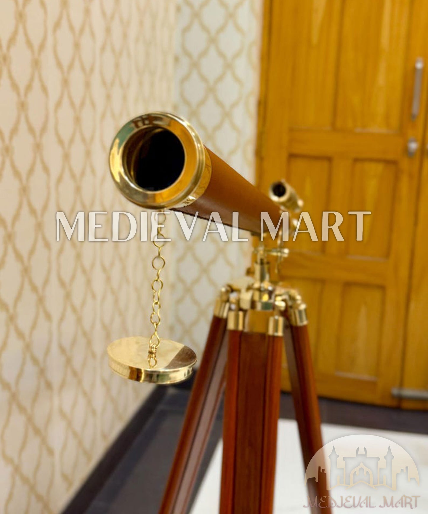 MEDIEVALMART Nautical Brass (40 Inch) Telescope on Adjustable Tripod Stand Gift for Dad