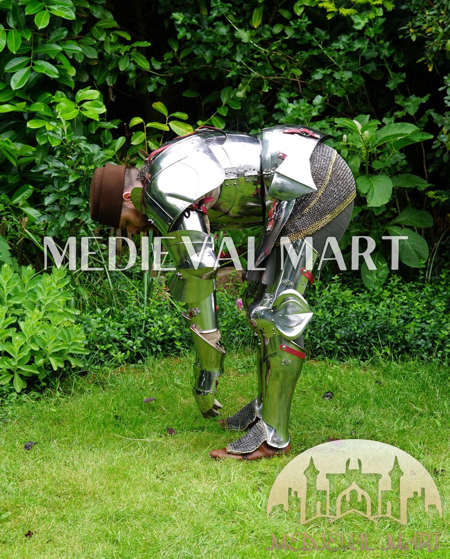 MEDIEVALMART 15th Century Gothic Parade Knight Armor | Late Medieva Full Plate Chainmail Suit for Reenactment