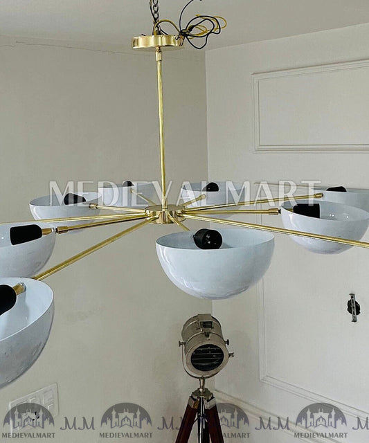 MEDIEVALMART Handcrafted Brass Sputnik Chandelier - Mid Century Modern Italian Design