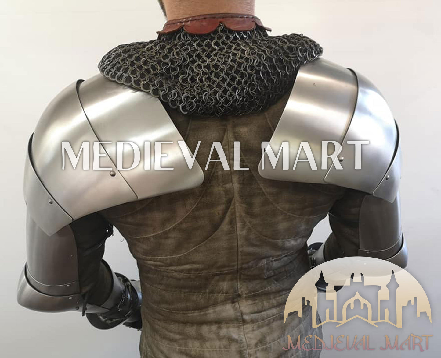 MEDIEVALMART Medieval German Combat Sport Buhurt Battle Full Body Plate Armor Suit with Viking Axe Or Sword