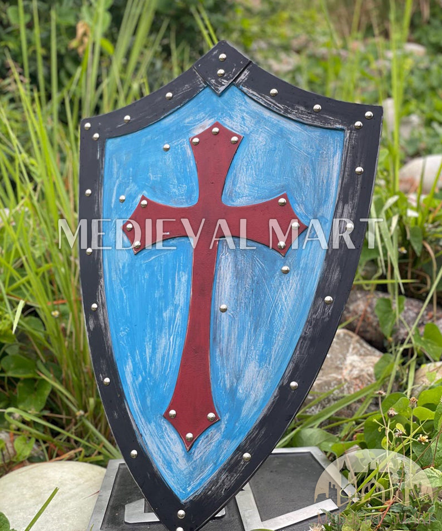 MEDIEVALMART Medieval Templar Cross Crusader Wooden Shield | Gift for Christmas Day