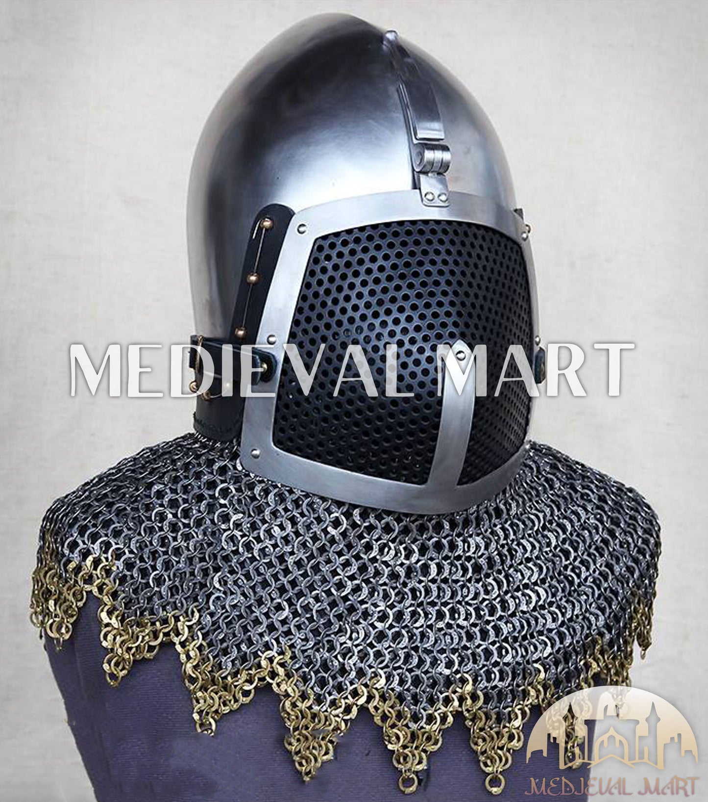MEDIEVALMART XIV Century Medieval Houndskull "Lorenzo" Bascinet Visor Helmet HMB; IMCF