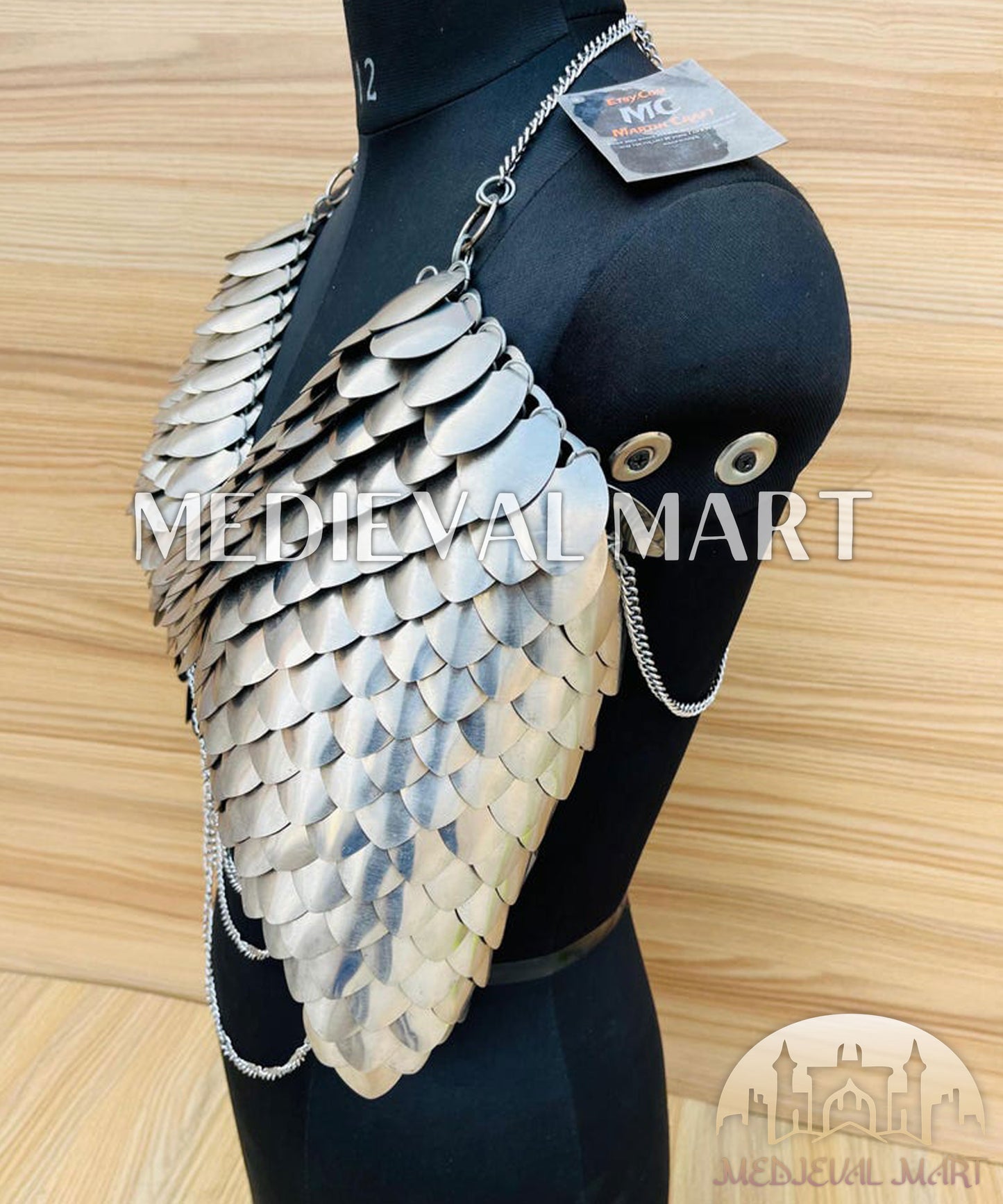 MEDIEVALMART Women’s (Royal Raven) Gold Plated Bra Chest Armor W/O Skirt