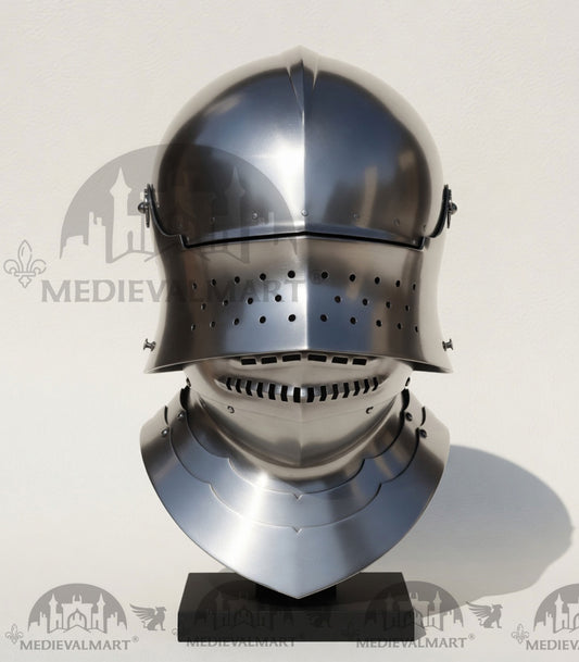 MEDIEVALMART Casque Salade Fermé de Chevalier Allemand du XVe Siècle avec Protection de Nuque