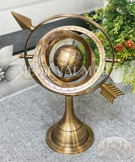 MEDIEVALMART Nautical Maritime Armillary Celestial Desk Solid Brass Globe | Christmas Gifts, Gift for Dad, Gift for Mom