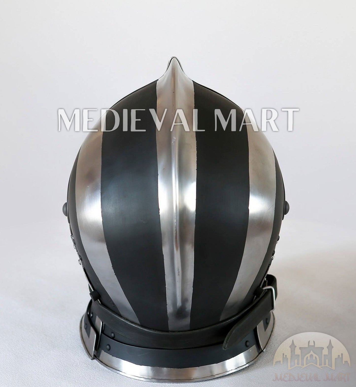MEDIEVALMART Medieval Ancient Black and White Burgonet 2 Knight Helmet