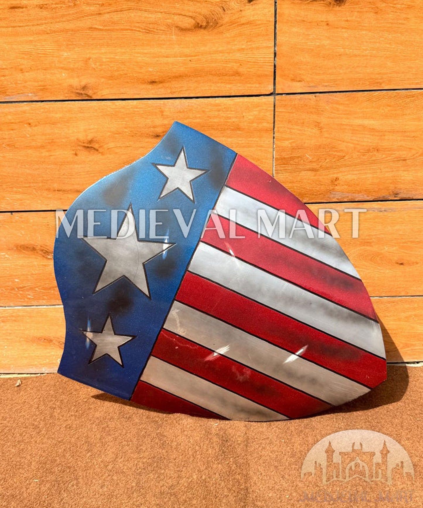 MEDIEVALMART Marvel Avengers Steve Rogers Damaged Shield 24" Inch | Gift for Son