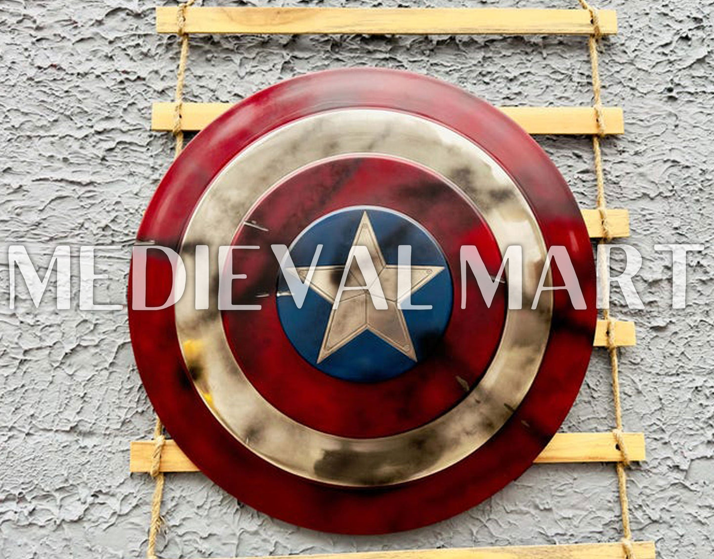 MEDIEVALMART Marvel Legend Captain America Shield Battle Damage Finish Marvel Prop Replica