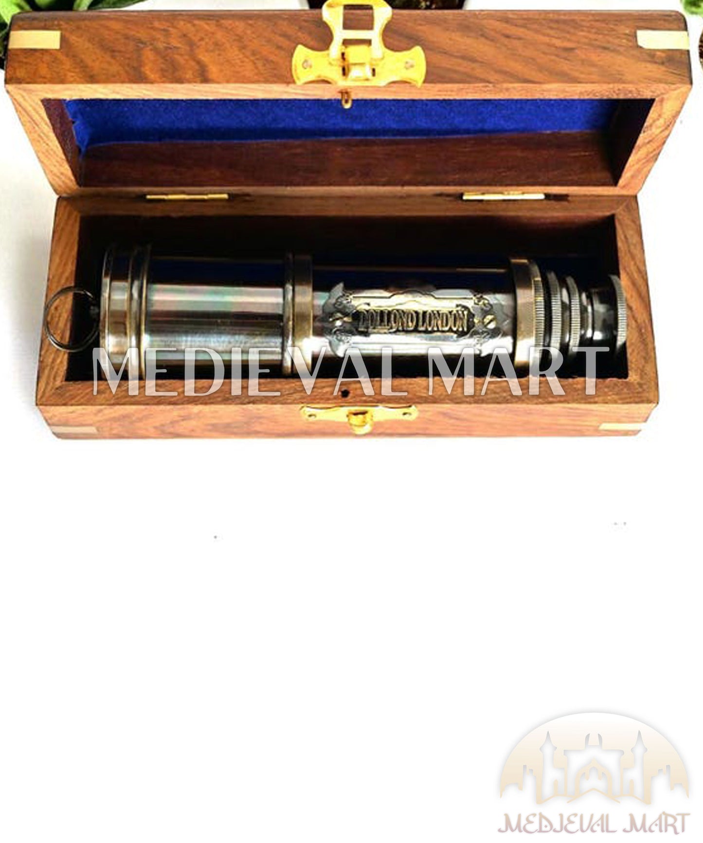 MEDIEVALMART Nautical Antique Brass Custom Telescope With Box Gift for Mom