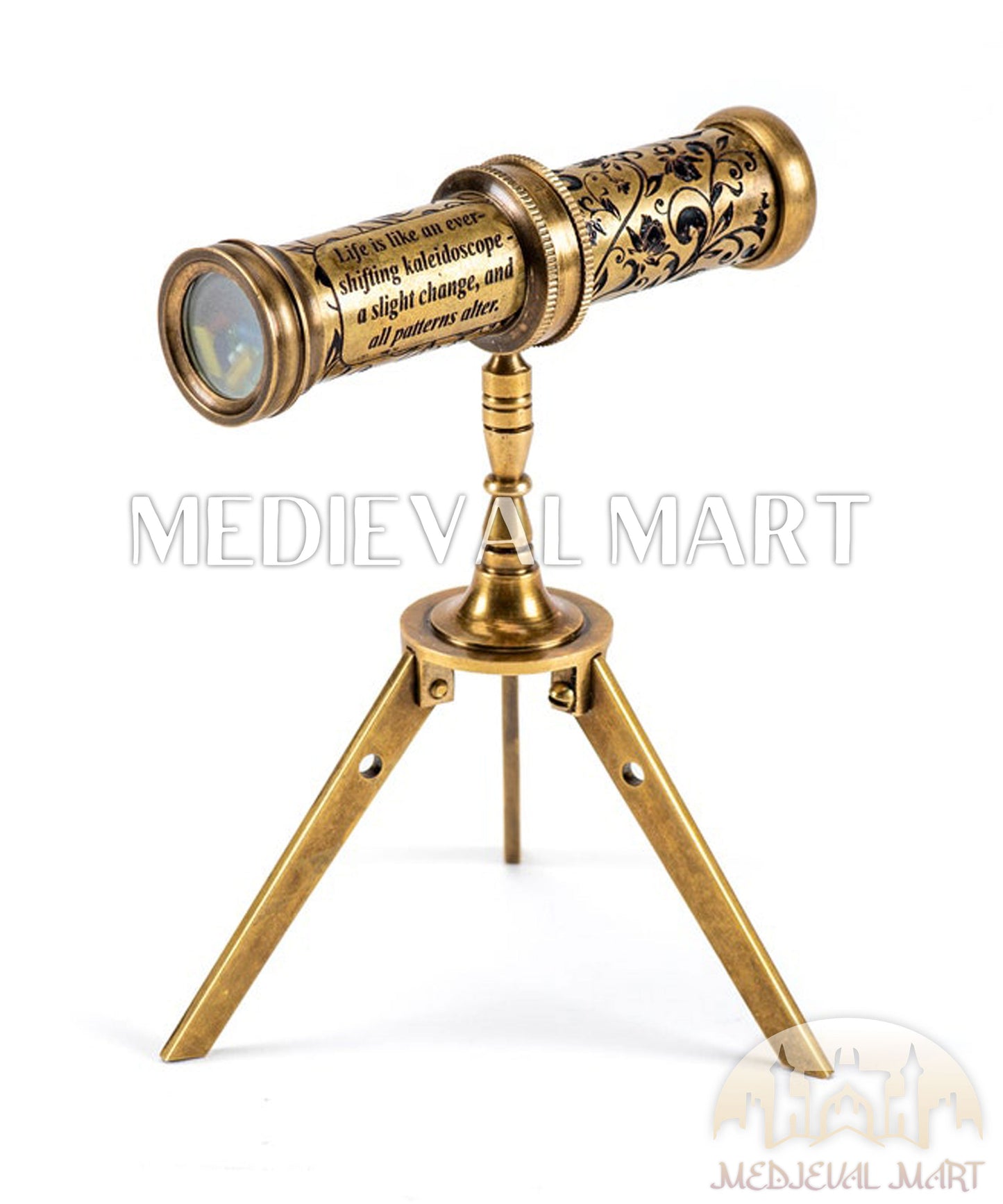 MEDIEVALMART Handmade Brass Kaleidoscope with Stand: Vintage Educational Toy