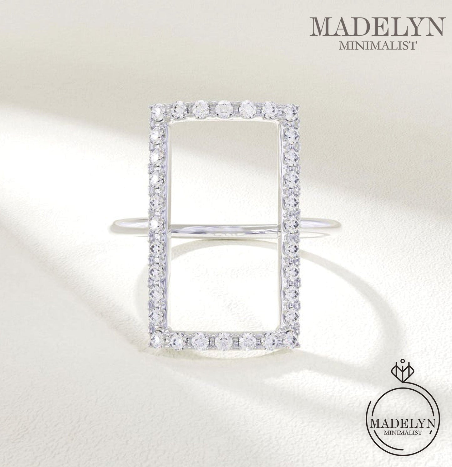 MADELYN MINIMALIST 14k Solid Gold Rectangle, Statement Ring Unique Geometric Ring for Women | Gift For Girlfriend or Her