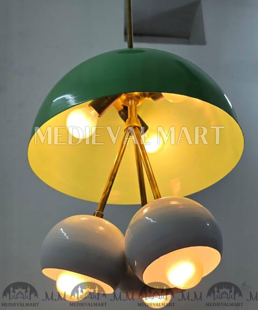 MEDIEVALMART Custom Brass Sputnik Chandelier: Mid Century Modern 6-Light Pendant